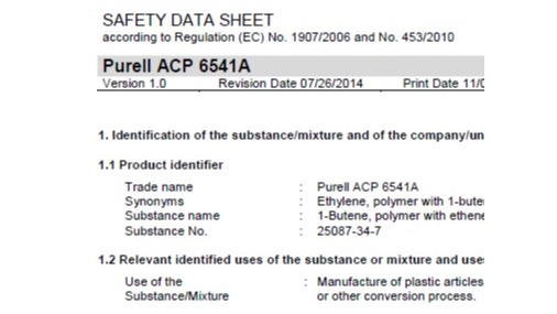 化學品安全說明書(MSDS)